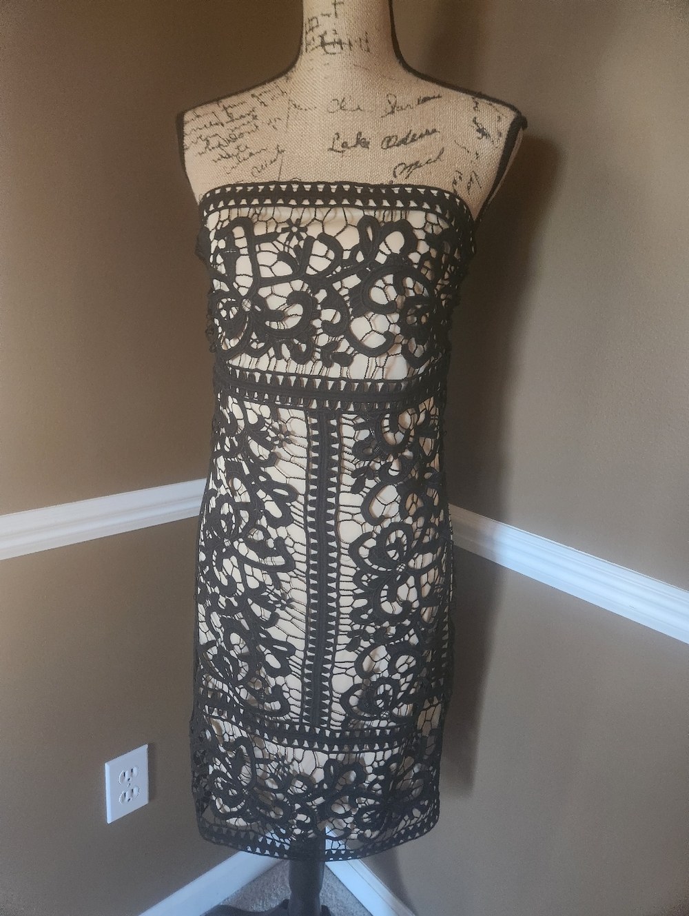 NWT‎ NY&Co Strapless Black Lace Siloutte Dress Sz 4